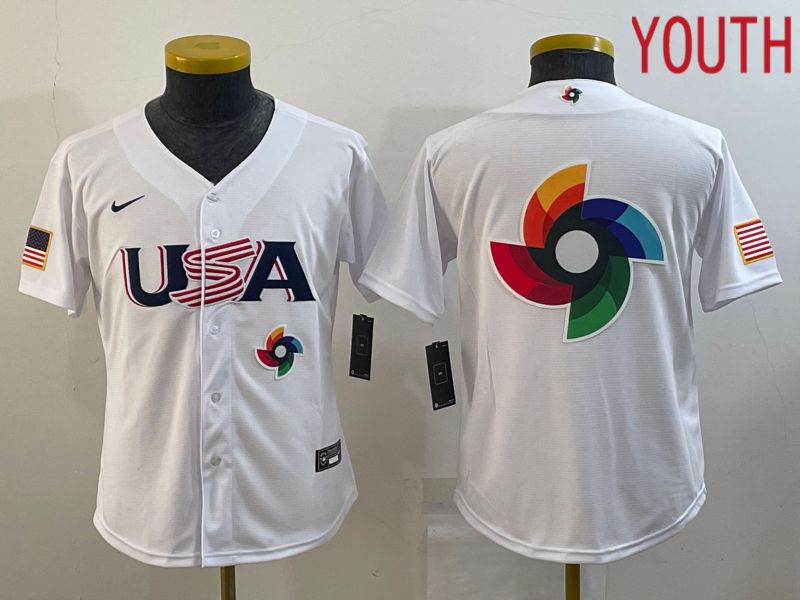 Youth 2023 World Cub USA Blank White Nike MLB Jersey1->youth mlb jersey->Youth Jersey